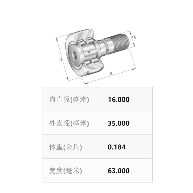 INA德國(guó)原裝進(jìn)口F-229818.01.PWKR螺栓型滾輪軸承(圖2)